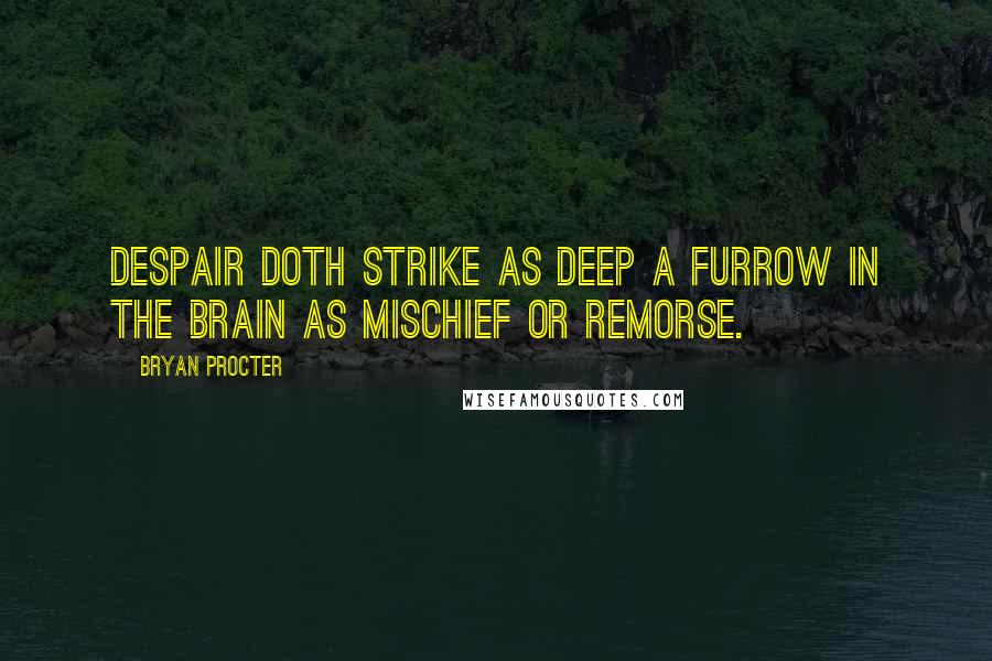 Bryan Procter Quotes: Despair doth strike as deep a furrow in the brain as mischief or remorse.