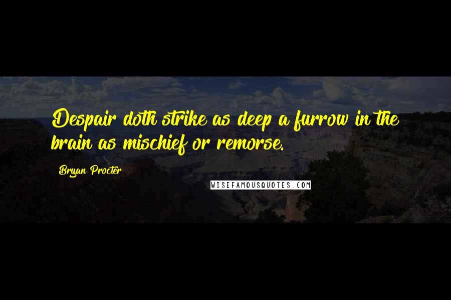 Bryan Procter Quotes: Despair doth strike as deep a furrow in the brain as mischief or remorse.