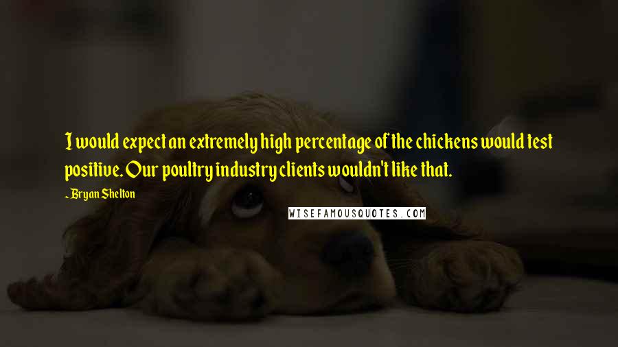 Bryan Shelton Quotes: I would expect an extremely high percentage of the chickens would test positive. Our poultry industry clients wouldn't like that.