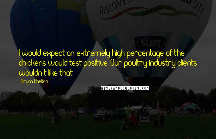 Bryan Shelton Quotes: I would expect an extremely high percentage of the chickens would test positive. Our poultry industry clients wouldn't like that.