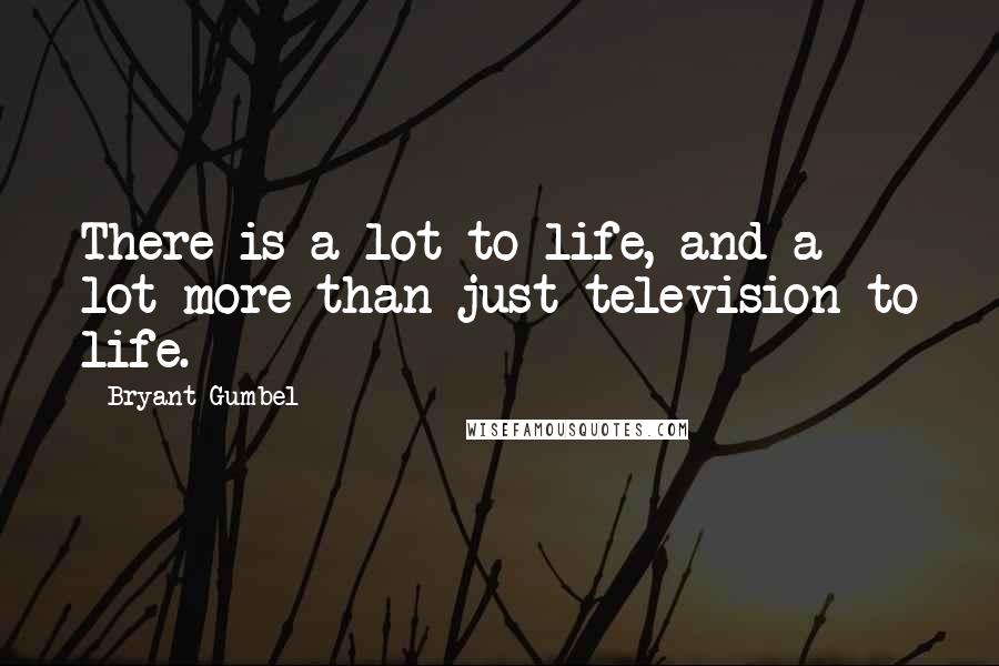 Bryant Gumbel Quotes: There is a lot to life, and a lot more than just television to life.