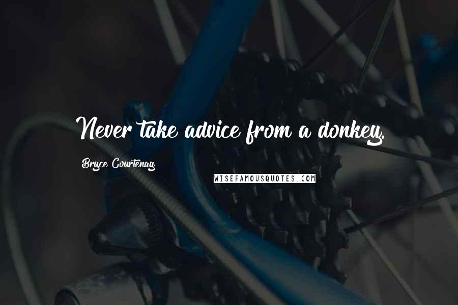 Bryce Courtenay Quotes: Never take advice from a donkey.