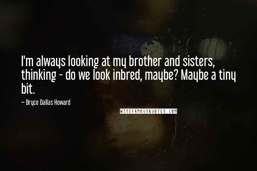 Bryce Dallas Howard Quotes: I'm always looking at my brother and sisters, thinking - do we look inbred, maybe? Maybe a tiny bit.