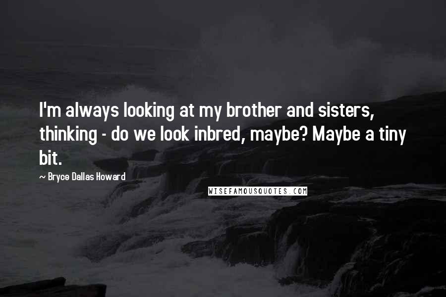 Bryce Dallas Howard Quotes: I'm always looking at my brother and sisters, thinking - do we look inbred, maybe? Maybe a tiny bit.