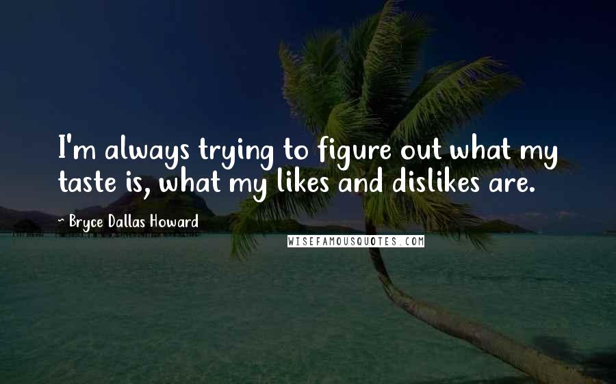Bryce Dallas Howard Quotes: I'm always trying to figure out what my taste is, what my likes and dislikes are.