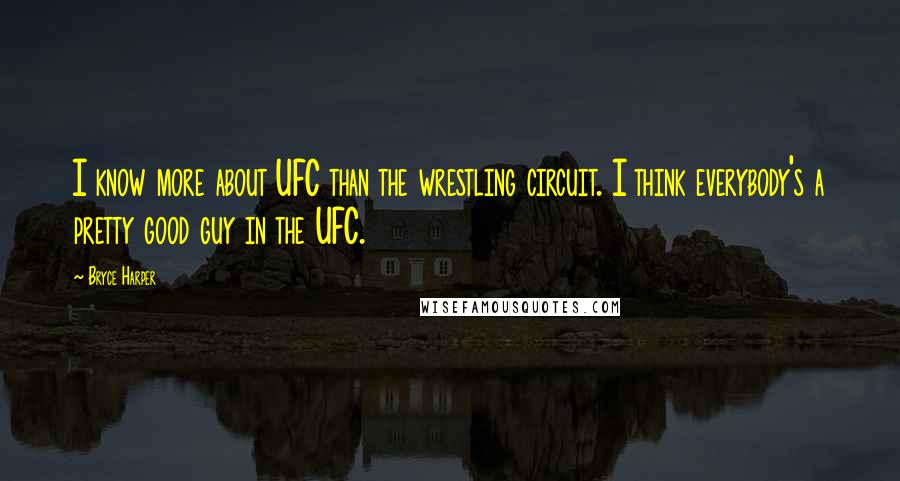 Bryce Harper Quotes: I know more about UFC than the wrestling circuit. I think everybody's a pretty good guy in the UFC.