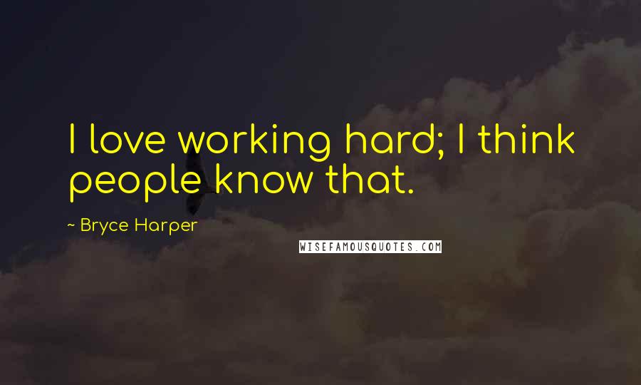 Bryce Harper Quotes: I love working hard; I think people know that.