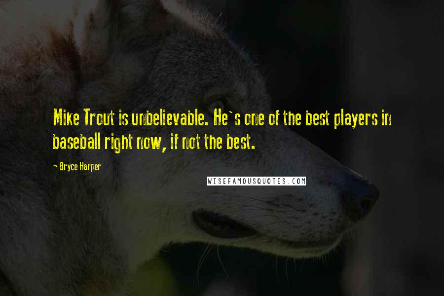 Bryce Harper Quotes: Mike Trout is unbelievable. He's one of the best players in baseball right now, if not the best.