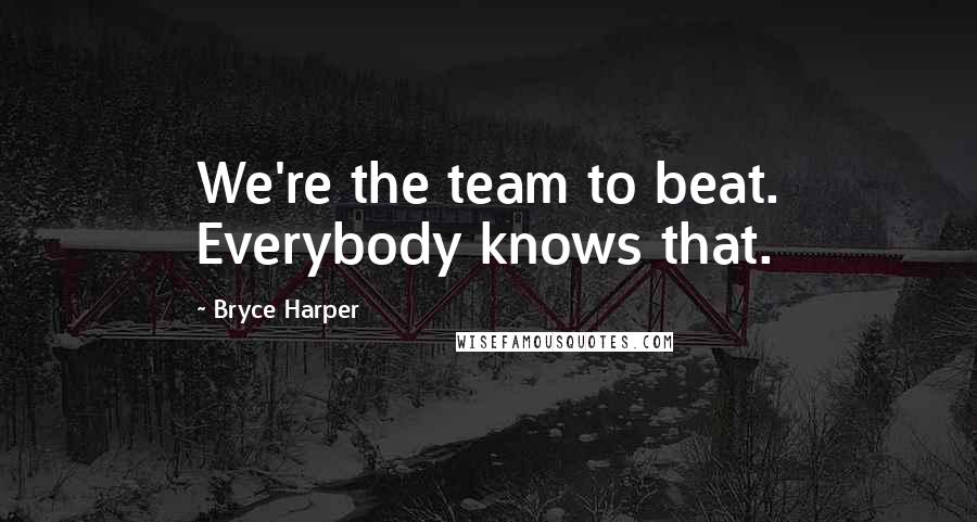 Bryce Harper Quotes: We're the team to beat. Everybody knows that.