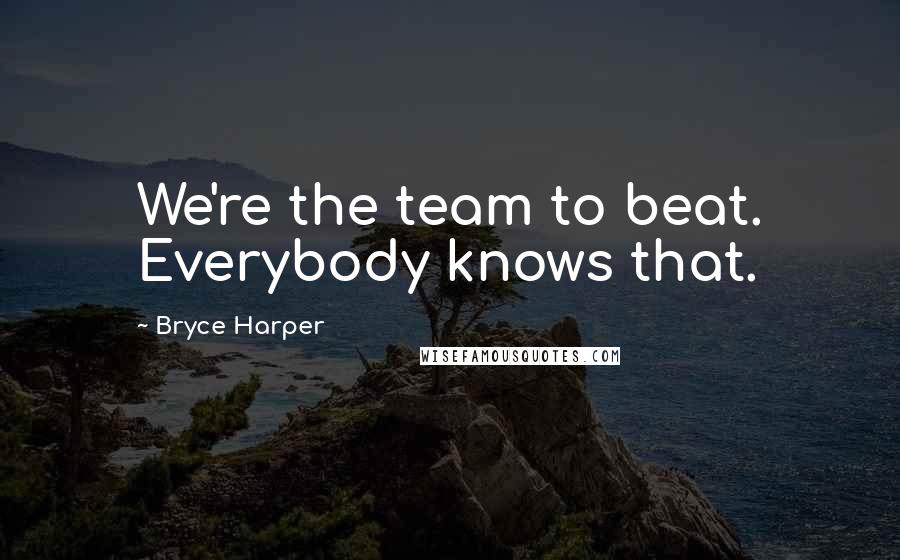 Bryce Harper Quotes: We're the team to beat. Everybody knows that.