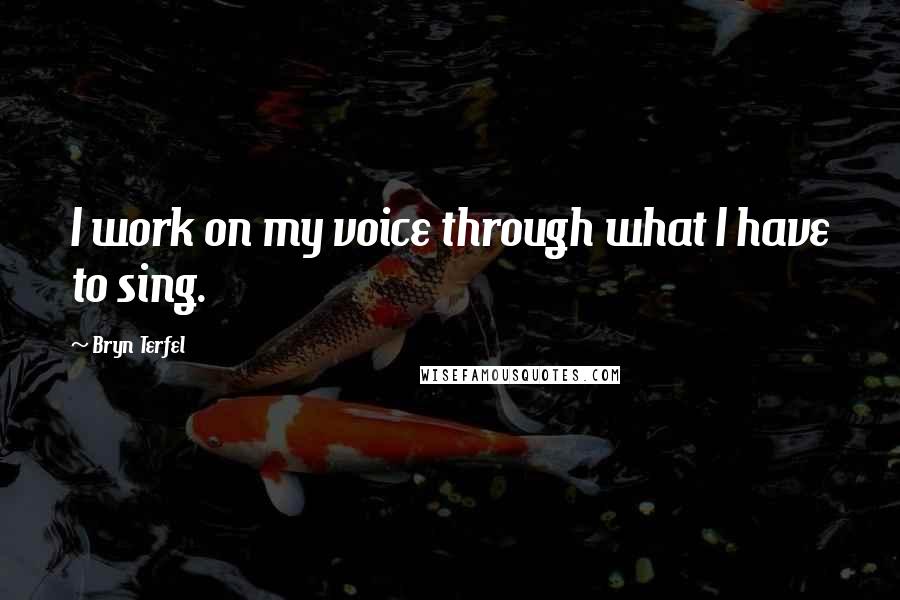 Bryn Terfel Quotes: I work on my voice through what I have to sing.