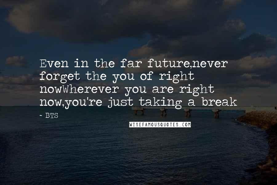 BTS Quotes: Even in the far future,never forget the you of right nowWherever you are right now,you're just taking a break