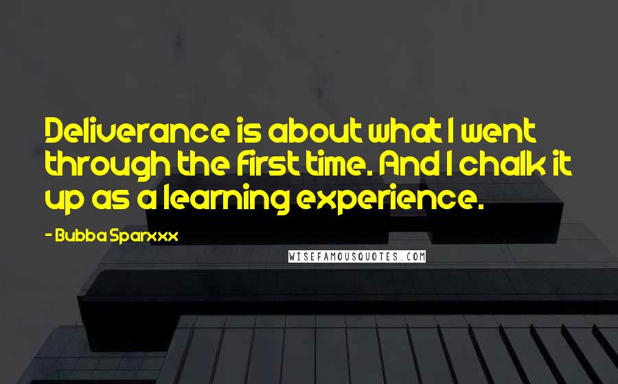 Bubba Sparxxx Quotes: Deliverance is about what I went through the first time. And I chalk it up as a learning experience.