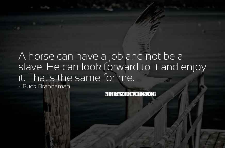 Buck Brannaman Quotes: A horse can have a job and not be a slave. He can look forward to it and enjoy it. That's the same for me.