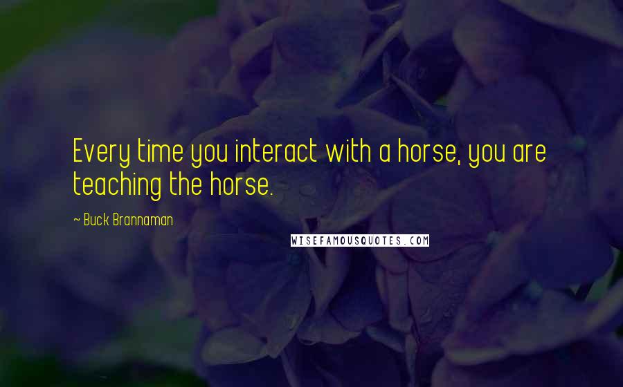 Buck Brannaman Quotes: Every time you interact with a horse, you are teaching the horse.