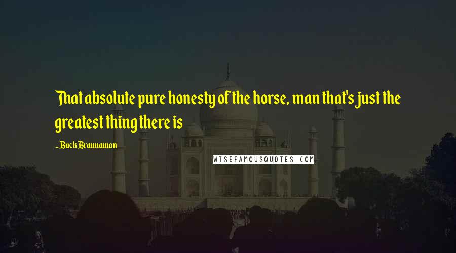 Buck Brannaman Quotes: That absolute pure honesty of the horse, man that's just the greatest thing there is