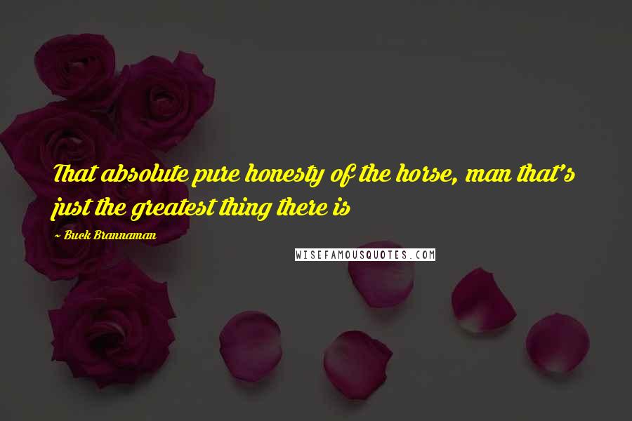 Buck Brannaman Quotes: That absolute pure honesty of the horse, man that's just the greatest thing there is