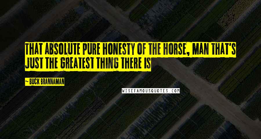 Buck Brannaman Quotes: That absolute pure honesty of the horse, man that's just the greatest thing there is