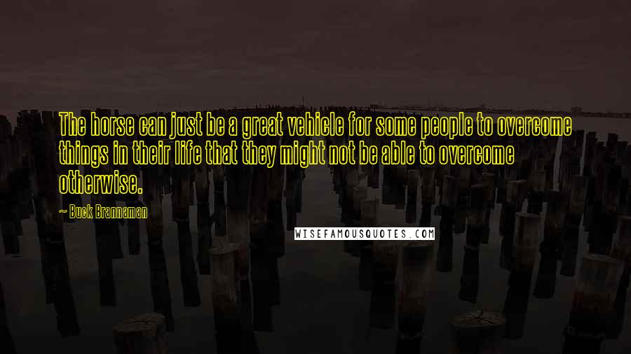 Buck Brannaman Quotes: The horse can just be a great vehicle for some people to overcome things in their life that they might not be able to overcome otherwise.
