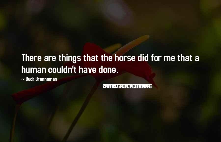 Buck Brannaman Quotes: There are things that the horse did for me that a human couldn't have done.