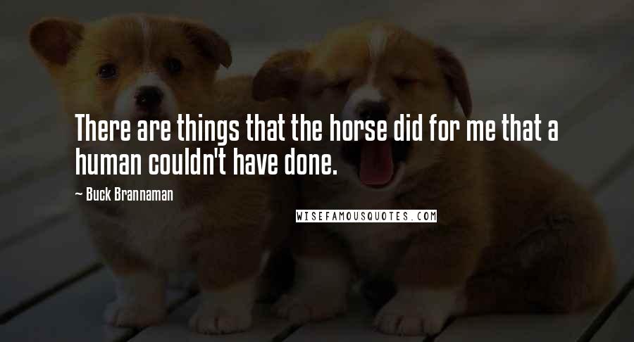 Buck Brannaman Quotes: There are things that the horse did for me that a human couldn't have done.