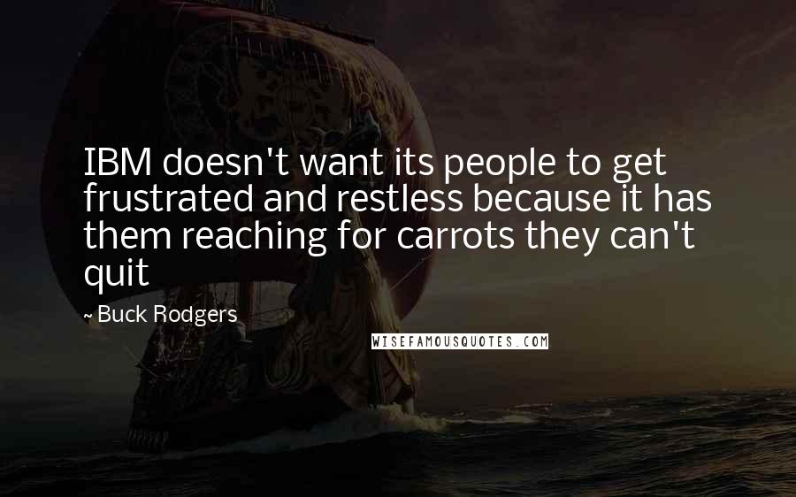 Buck Rodgers Quotes: IBM doesn't want its people to get frustrated and restless because it has them reaching for carrots they can't quit