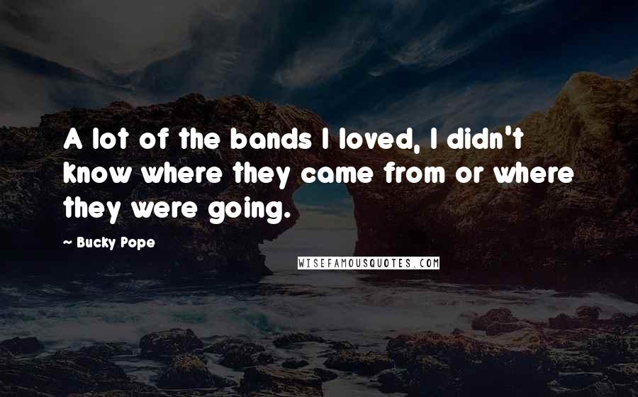 Bucky Pope Quotes: A lot of the bands I loved, I didn't know where they came from or where they were going.