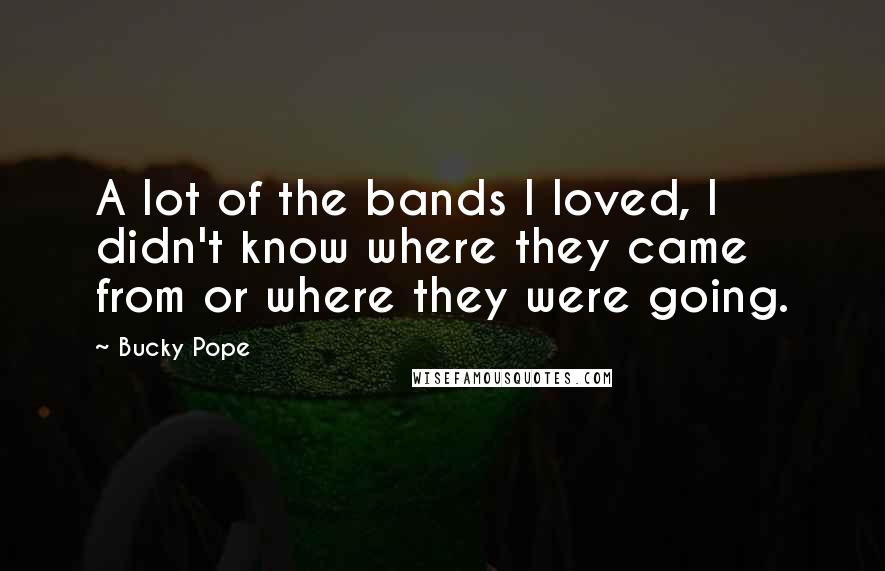 Bucky Pope Quotes: A lot of the bands I loved, I didn't know where they came from or where they were going.