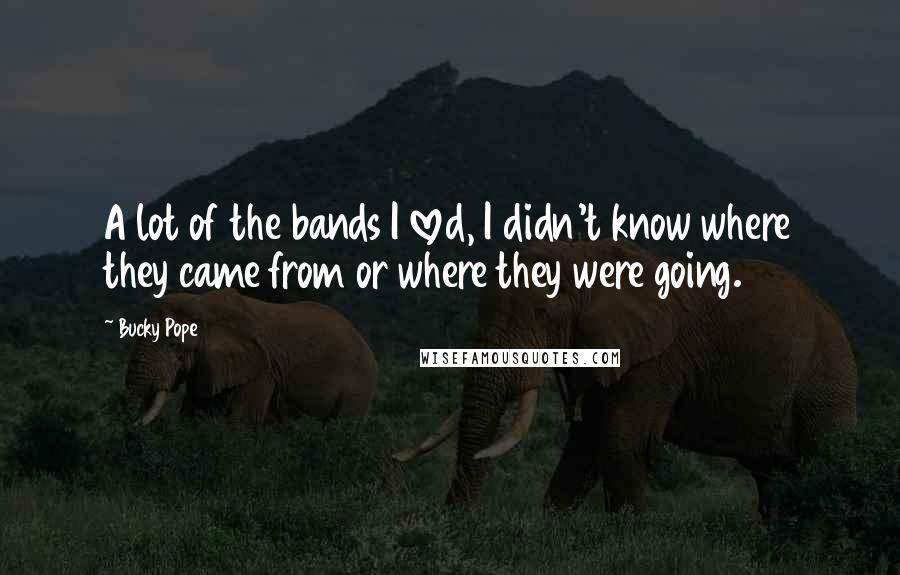 Bucky Pope Quotes: A lot of the bands I loved, I didn't know where they came from or where they were going.