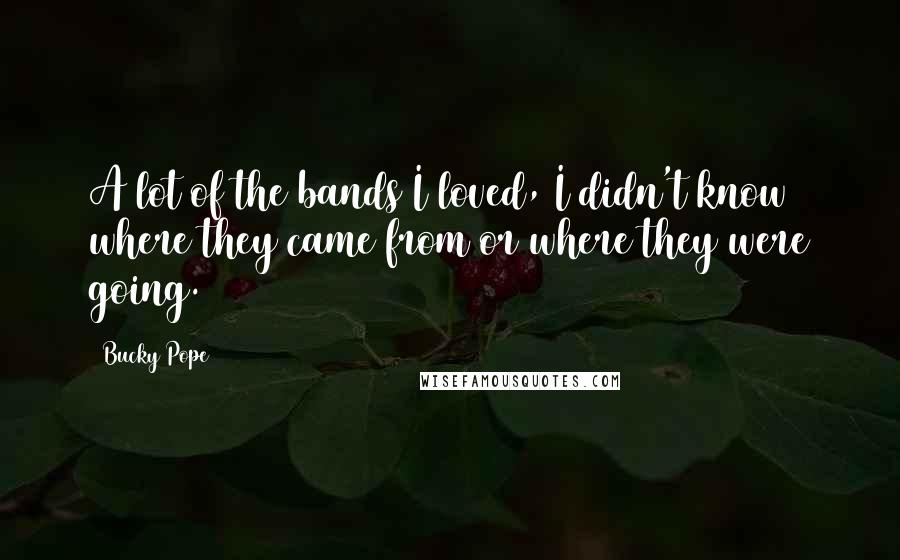 Bucky Pope Quotes: A lot of the bands I loved, I didn't know where they came from or where they were going.