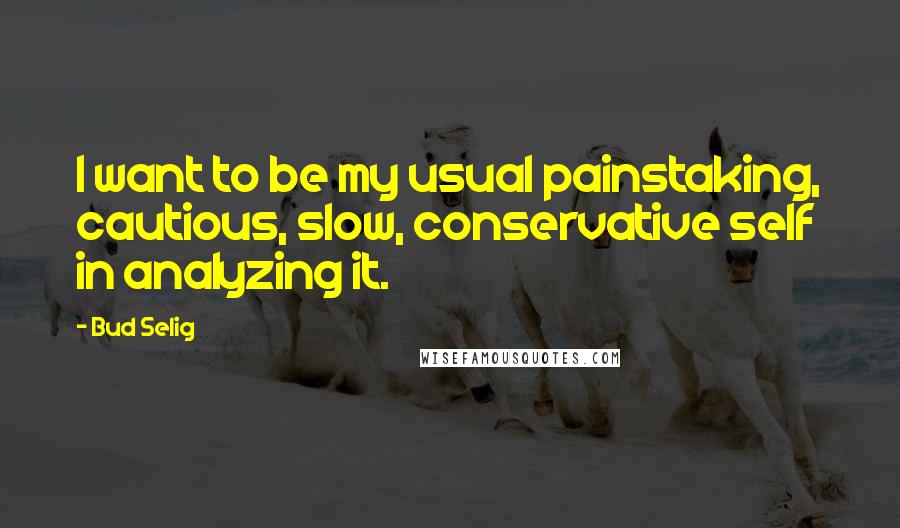 Bud Selig Quotes: I want to be my usual painstaking, cautious, slow, conservative self in analyzing it.