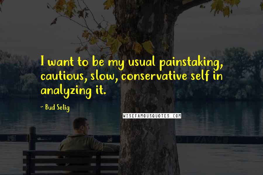 Bud Selig Quotes: I want to be my usual painstaking, cautious, slow, conservative self in analyzing it.