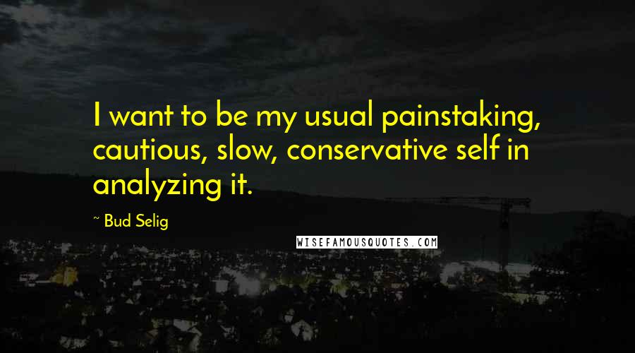 Bud Selig Quotes: I want to be my usual painstaking, cautious, slow, conservative self in analyzing it.