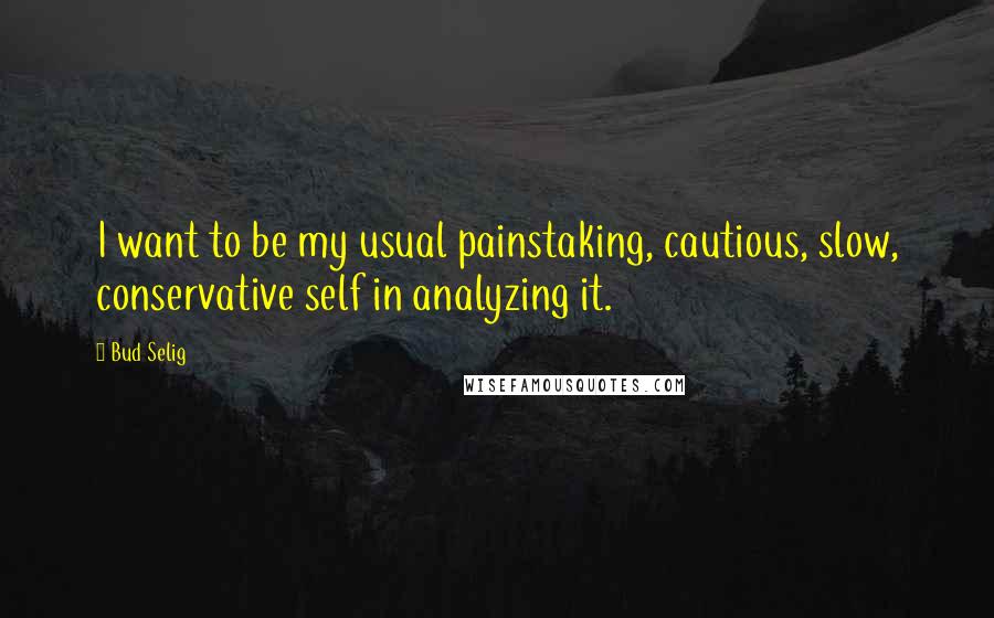 Bud Selig Quotes: I want to be my usual painstaking, cautious, slow, conservative self in analyzing it.