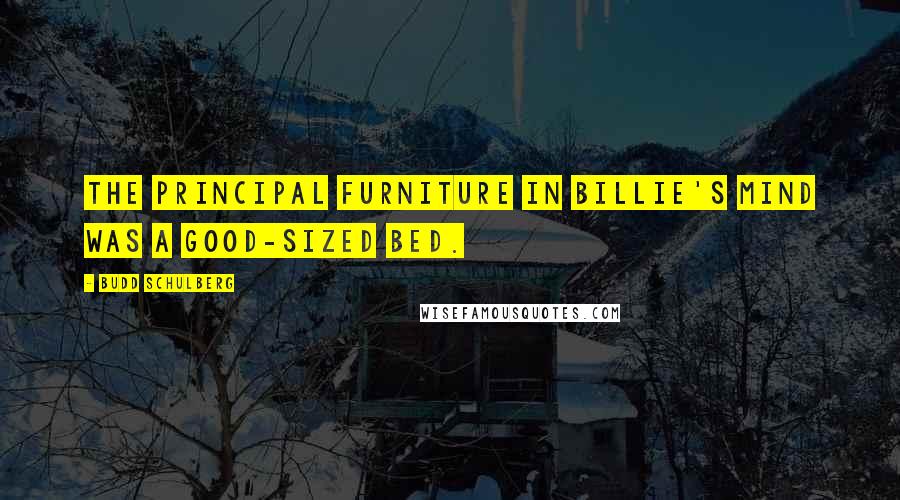 Budd Schulberg Quotes: The principal furniture in Billie's mind was a good-sized bed.