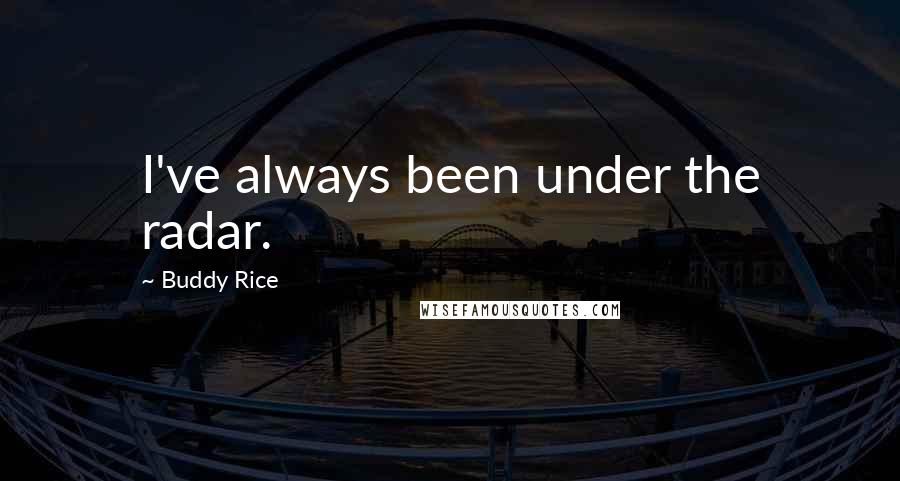 Buddy Rice Quotes: I've always been under the radar.