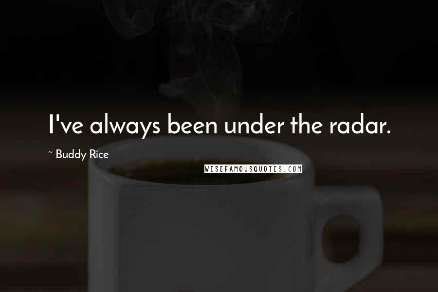 Buddy Rice Quotes: I've always been under the radar.