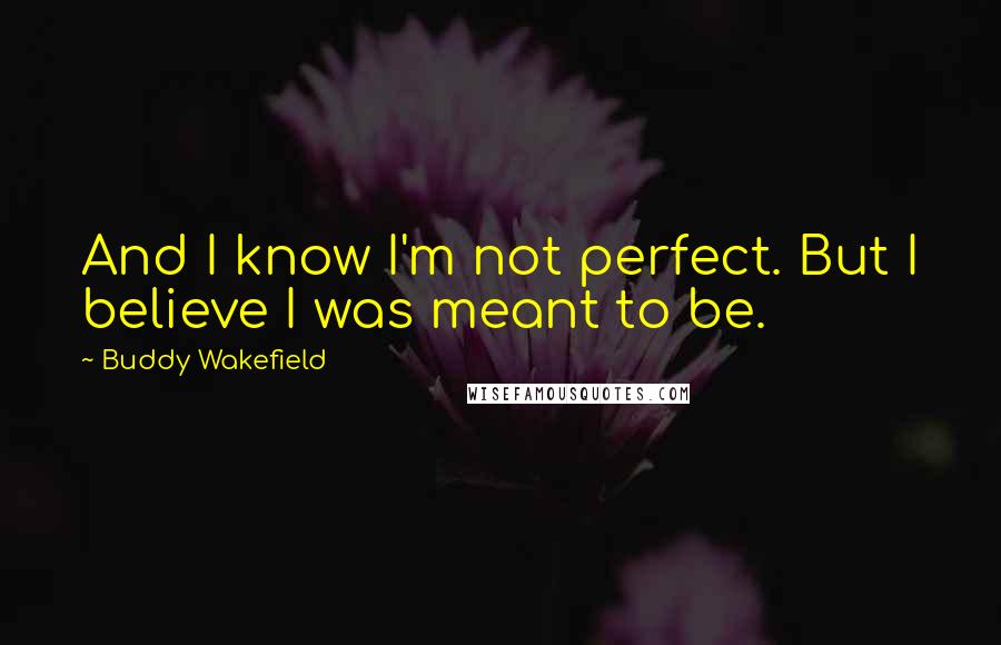 Buddy Wakefield Quotes: And I know I'm not perfect. But I believe I was meant to be.