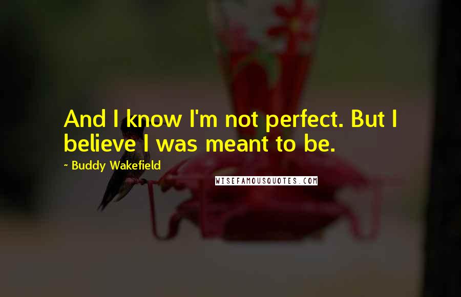 Buddy Wakefield Quotes: And I know I'm not perfect. But I believe I was meant to be.