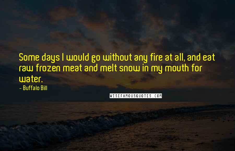 Buffalo Bill Quotes: Some days I would go without any fire at all, and eat raw frozen meat and melt snow in my mouth for water.