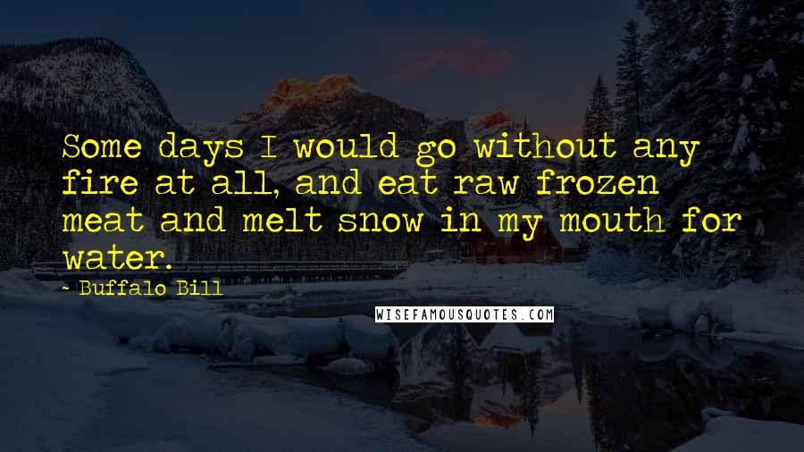 Buffalo Bill Quotes: Some days I would go without any fire at all, and eat raw frozen meat and melt snow in my mouth for water.