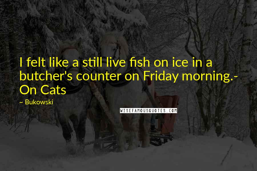 Bukowski Quotes: I felt like a still live fish on ice in a butcher's counter on Friday morning.- On Cats