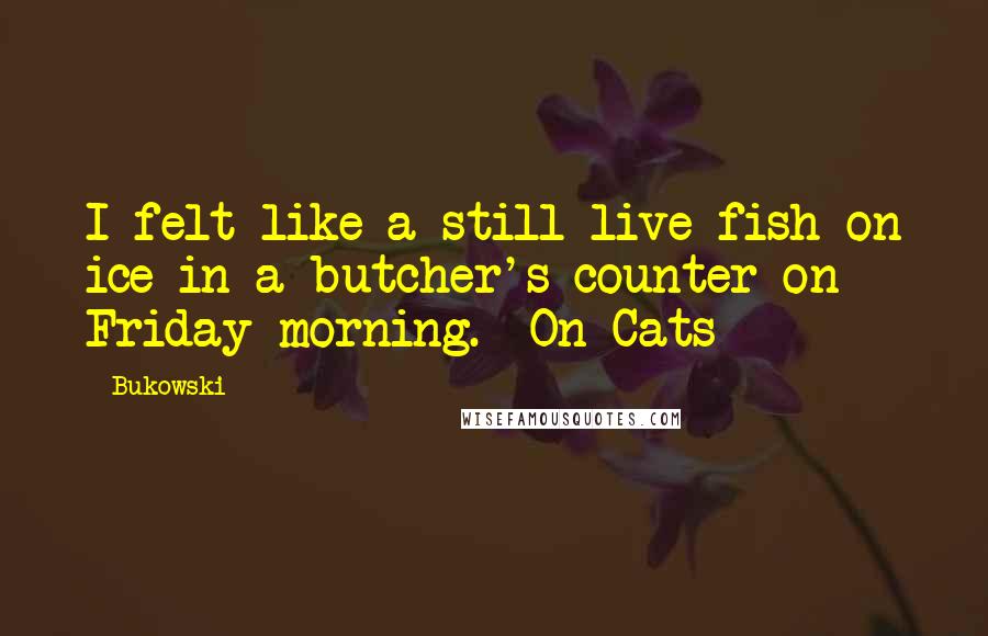 Bukowski Quotes: I felt like a still live fish on ice in a butcher's counter on Friday morning.- On Cats