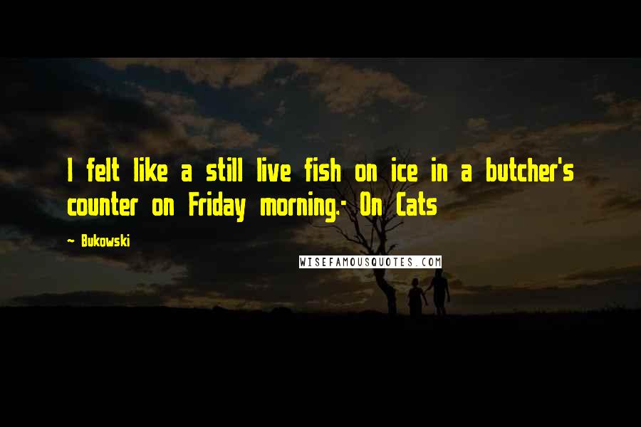 Bukowski Quotes: I felt like a still live fish on ice in a butcher's counter on Friday morning.- On Cats