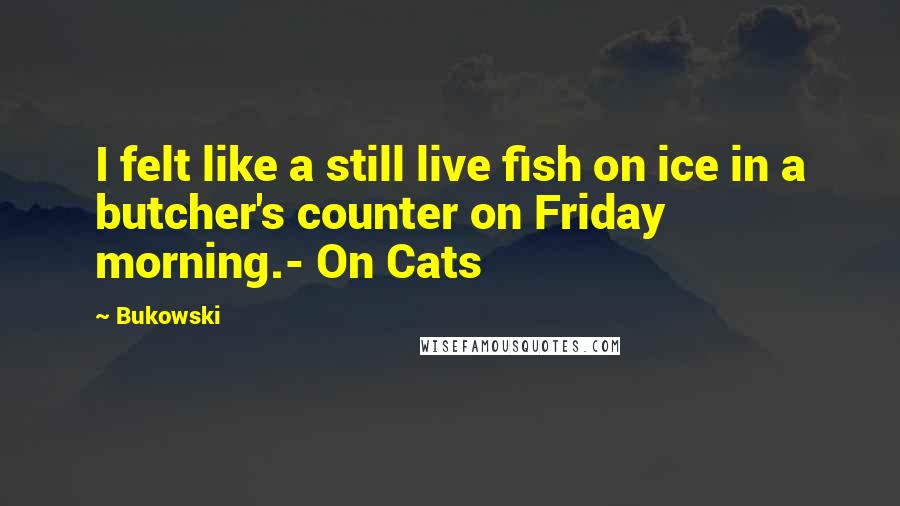 Bukowski Quotes: I felt like a still live fish on ice in a butcher's counter on Friday morning.- On Cats