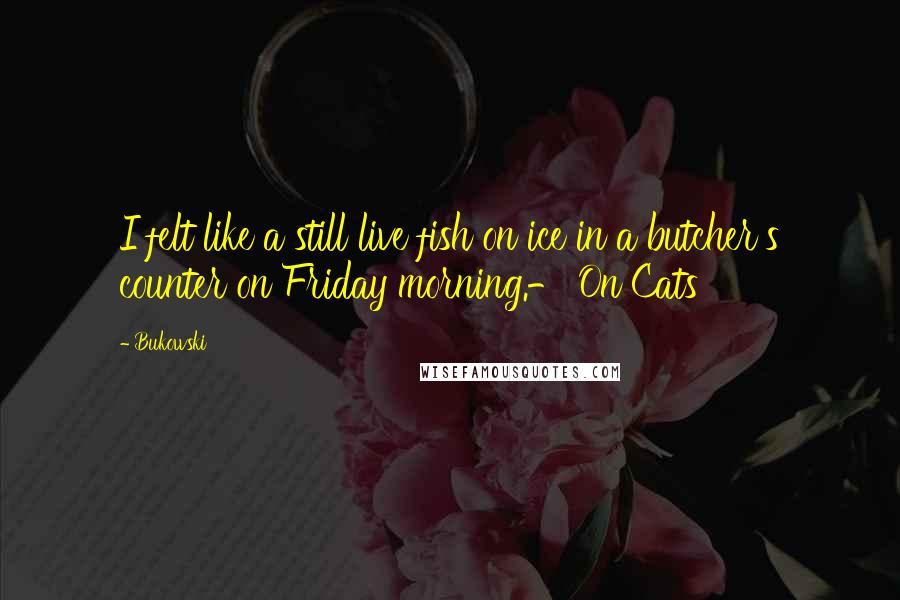 Bukowski Quotes: I felt like a still live fish on ice in a butcher's counter on Friday morning.- On Cats