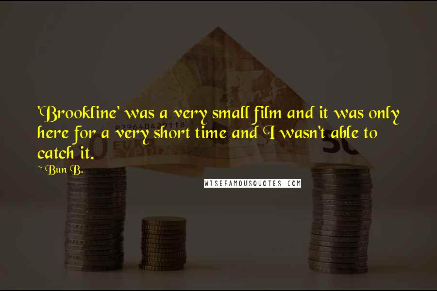 Bun B. Quotes: 'Brookline' was a very small film and it was only here for a very short time and I wasn't able to catch it.