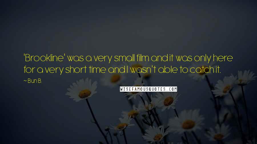 Bun B. Quotes: 'Brookline' was a very small film and it was only here for a very short time and I wasn't able to catch it.