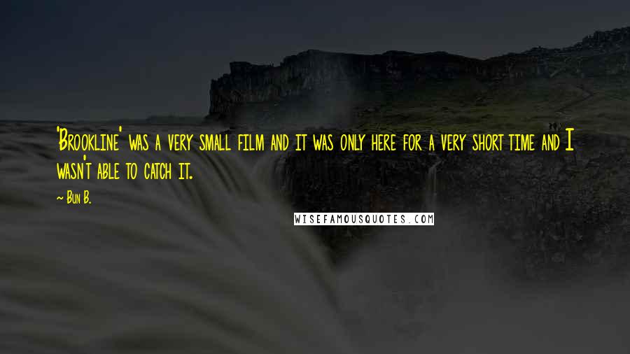 Bun B. Quotes: 'Brookline' was a very small film and it was only here for a very short time and I wasn't able to catch it.