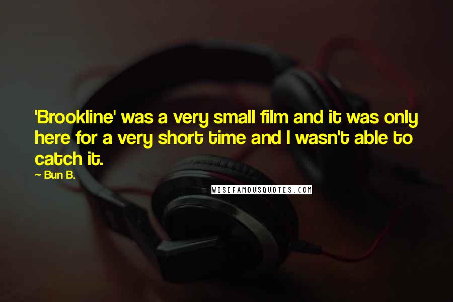 Bun B. Quotes: 'Brookline' was a very small film and it was only here for a very short time and I wasn't able to catch it.